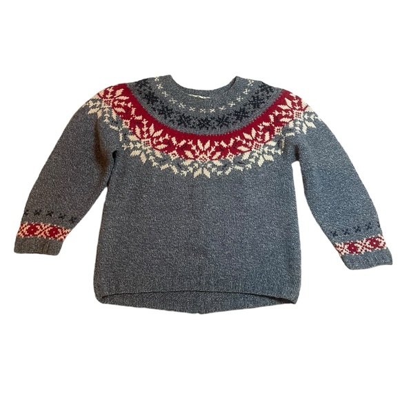 EDDIE BAUER Legend Faire‎ Aisle Sweater 85% Wool VTG Vintage Red Gray Small - Picture 1 of 5